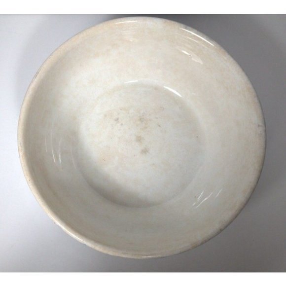 Vintage stoneware basket weave mixing bowl, blue 9" serving Bowl, ironstone pott - Picture 8 of 10